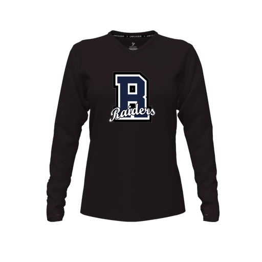 [FTLVCFBK-FYXS-LOGO2] Decker Comfort T-Shirt (Female Youth XS, Black, V Neck, Logo 2, Long Sleeve)