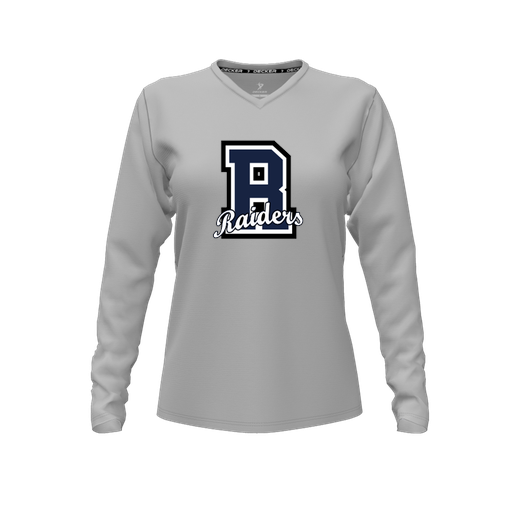 [CUS-DFW-TEES-CMF-VNK-LSL-GRY-FYXS-LOGO2] Decker Comfort T-Shirt (Female Youth XS, Gray, V Neck, Logo 2, Long Sleeve)