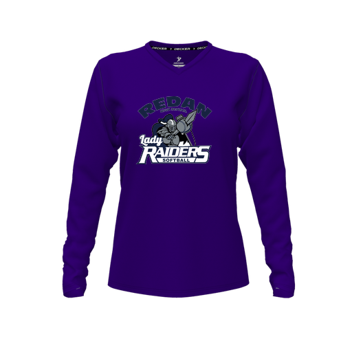 [FTLVCFPP-FYXS-LOGO1] Decker Comfort T-Shirt (Female Youth XS, Purple, V Neck, Logo 1, Long Sleeve)
