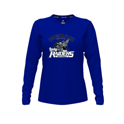 [FTLVPTRY-FYXS-LOGO1] Decker Performance T-Shirt (Female Youth XS, Royal, V Neck, Logo 1, Long Sleeve)