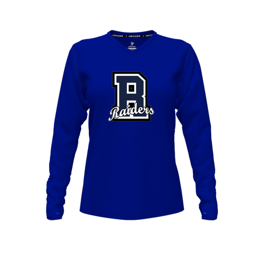 [FTLVPTRY-FYXS-LOGO2] Decker Performance T-Shirt (Female Youth XS, Royal, V Neck, Logo 2, Long Sleeve)