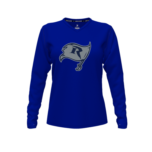 [FTLVPTRY-FYXS-LOGO3] Decker Performance T-Shirt (Female Youth XS, Royal, V Neck, Logo 3, Long Sleeve)