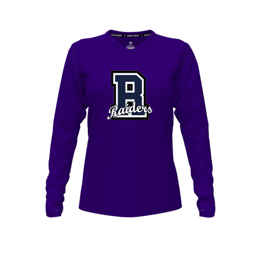 [FTLVPTPP-FYXS-LOGO2] Decker Performance T-Shirt (Female Youth XS, Purple, V Neck, Logo 2, Long Sleeve)