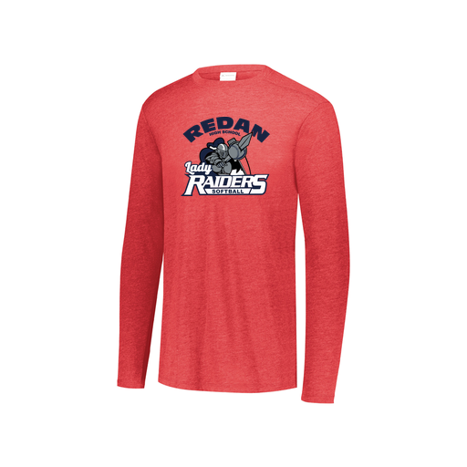 [FTLCUBRD-YS-LOGO1] Decker Youth Tri-Blend T-Shirt - Long Sleeve (Youth S, Red, Logo 1)